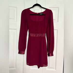 Lulu's Burgundy Long Sleeve Mini Dress